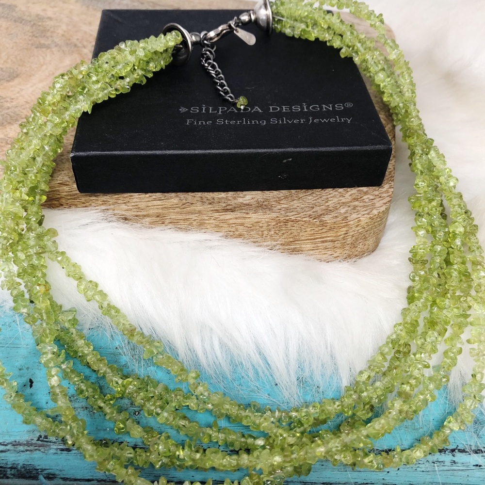 Silpada Green Peridot 6 Strand Necklace N1402
